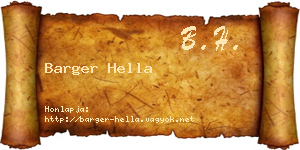 Barger Hella névjegykártya